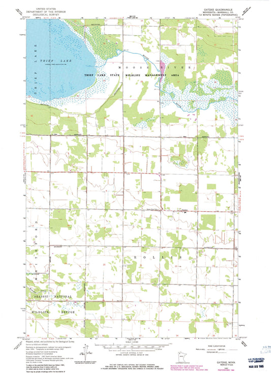 Classic USGS Gatzke Minnesota 7.5'x7.5' Topo Map Image