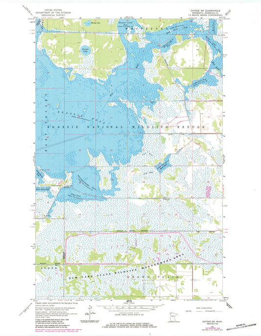 Classic USGS Gatzke SW Minnesota 7.5'x7.5' Topo Map Image