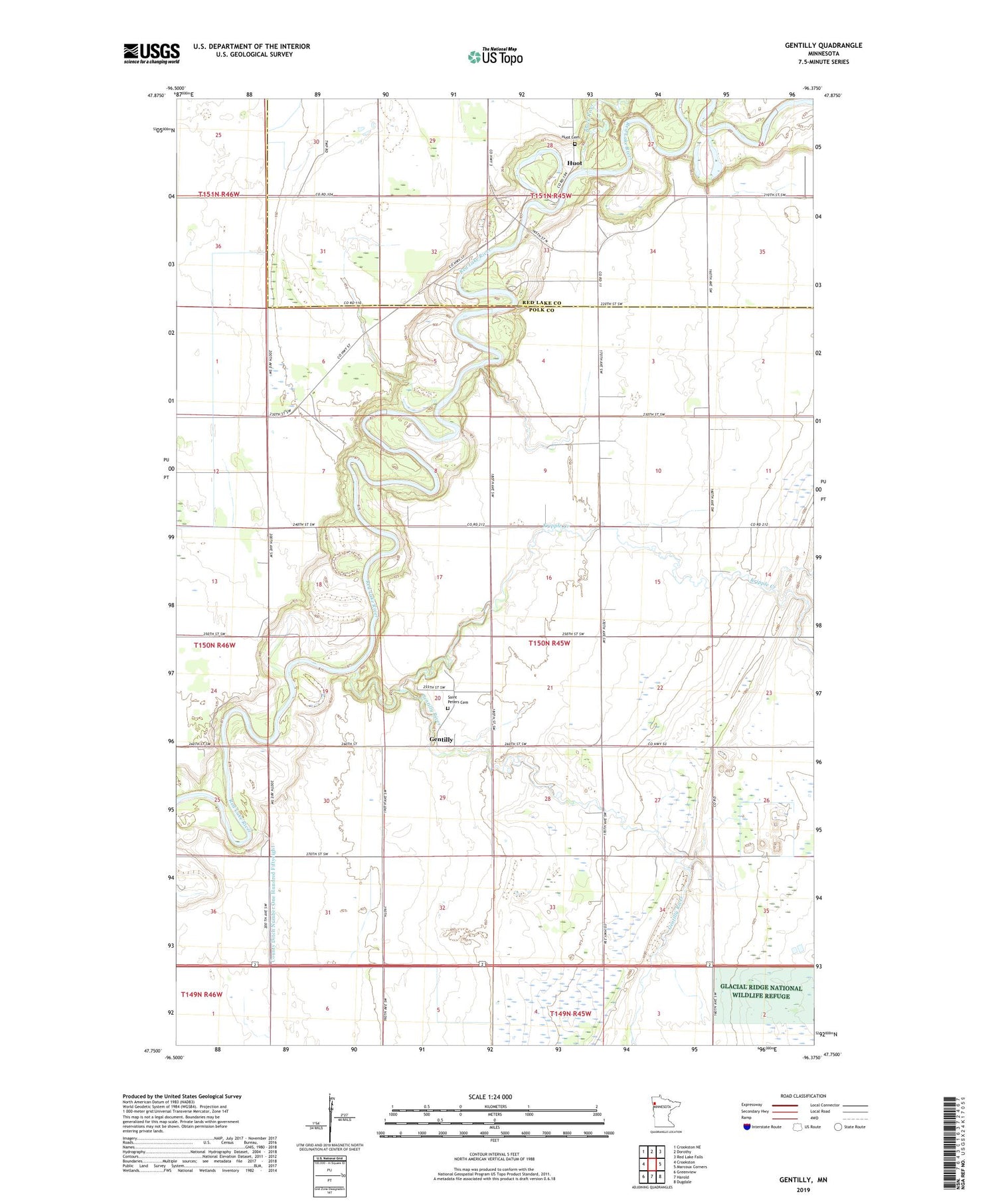 Gentilly Minnesota US Topo Map Image