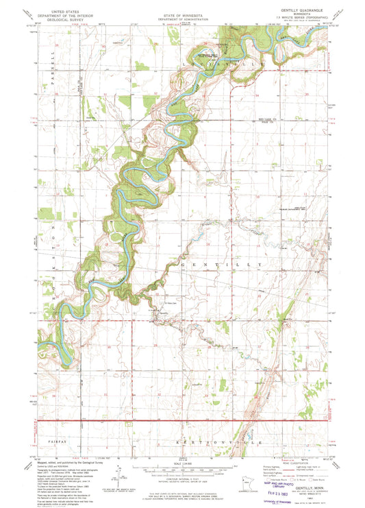 Classic USGS Gentilly Minnesota 7.5'x7.5' Topo Map Image