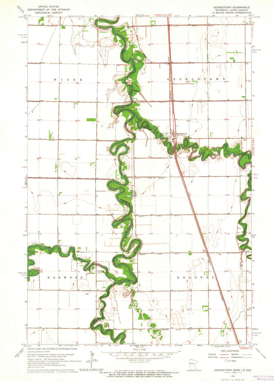 Classic USGS Georgetown Minnesota 7.5'x7.5' Topo Map Image