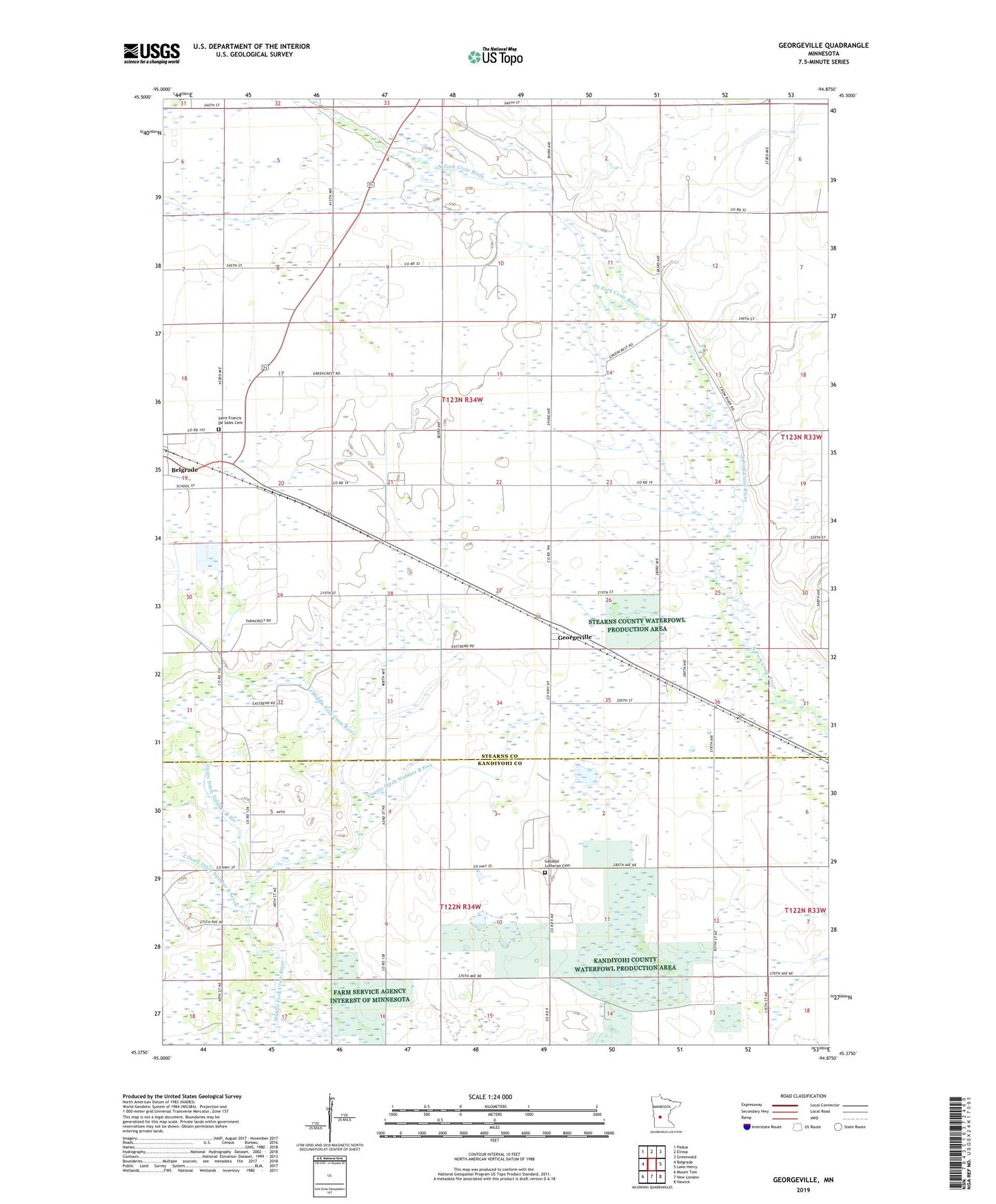 Georgeville Minnesota US Topo Map Image