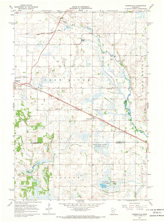 Classic USGS Georgeville Minnesota 7.5'x7.5' Topo Map Image
