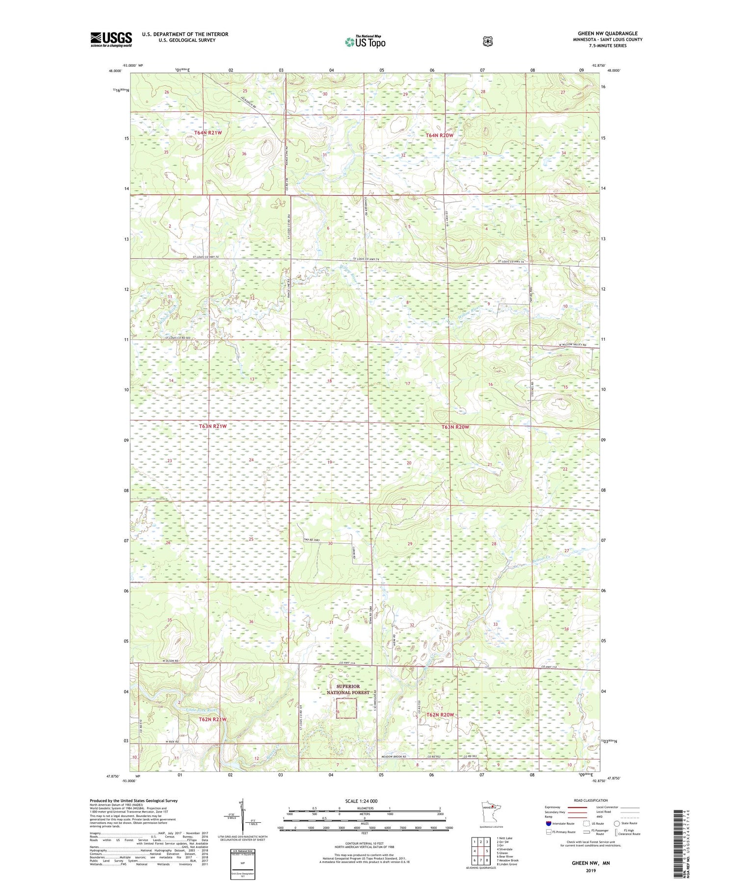Gheen NW Minnesota US Topo Map Image