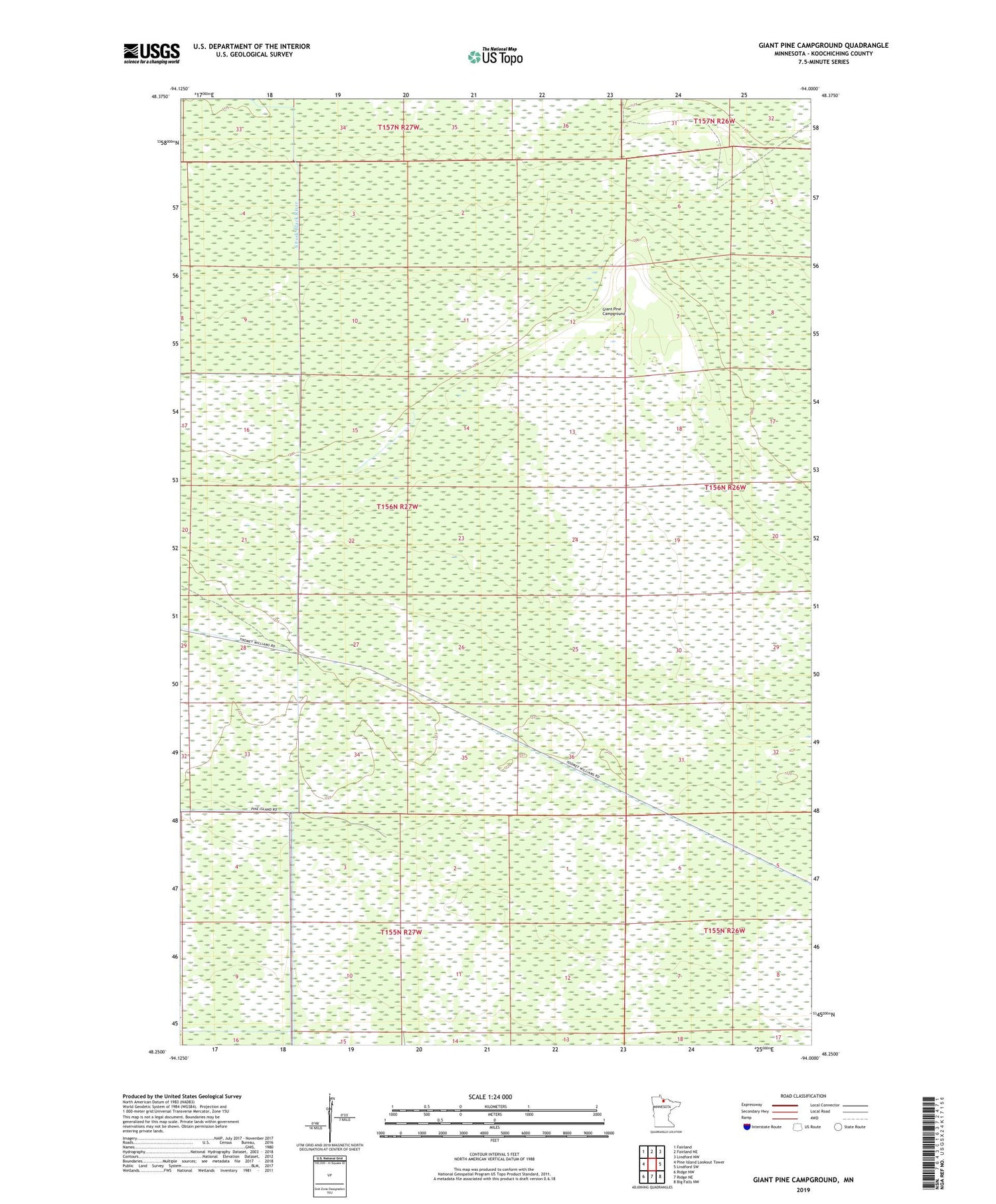 Giant Pine Campground Minnesota US Topo Map Image