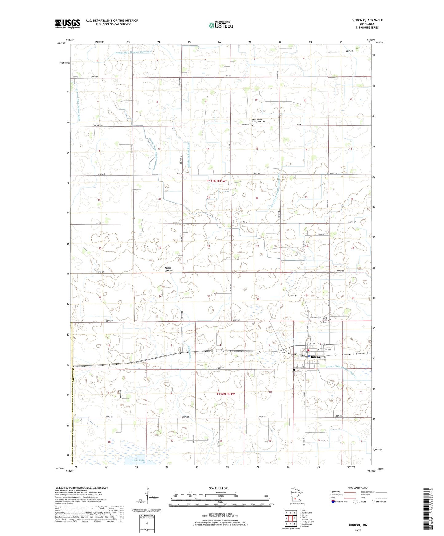 Gibbon Minnesota US Topo Map Image