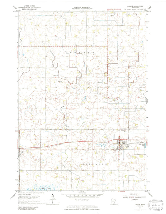 Classic USGS Gibbon Minnesota 7.5'x7.5' Topo Map Image