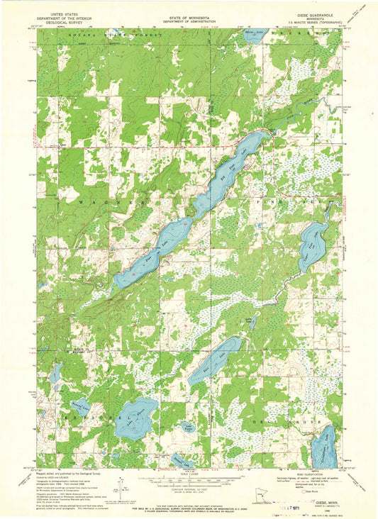 Classic USGS Giese Minnesota 7.5'x7.5' Topo Map Image