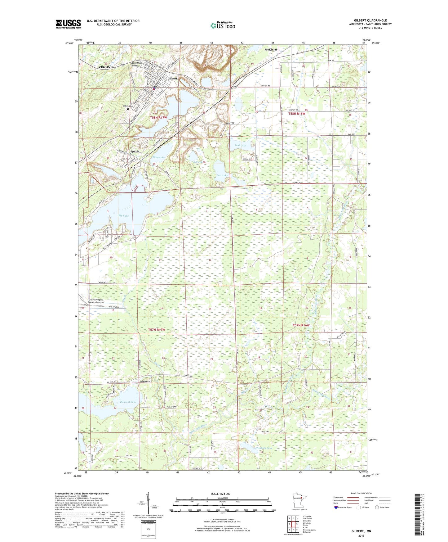 Gilbert Minnesota US Topo Map Image