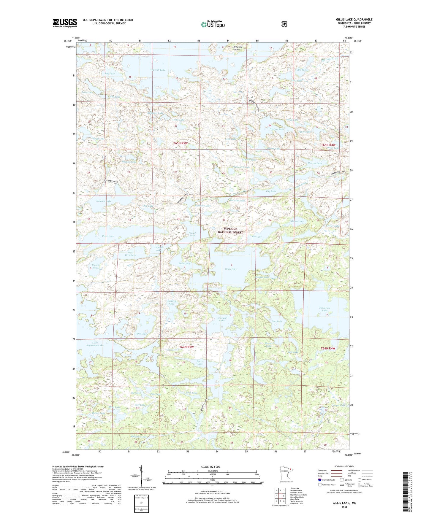 Gillis Lake Minnesota US Topo Map Image