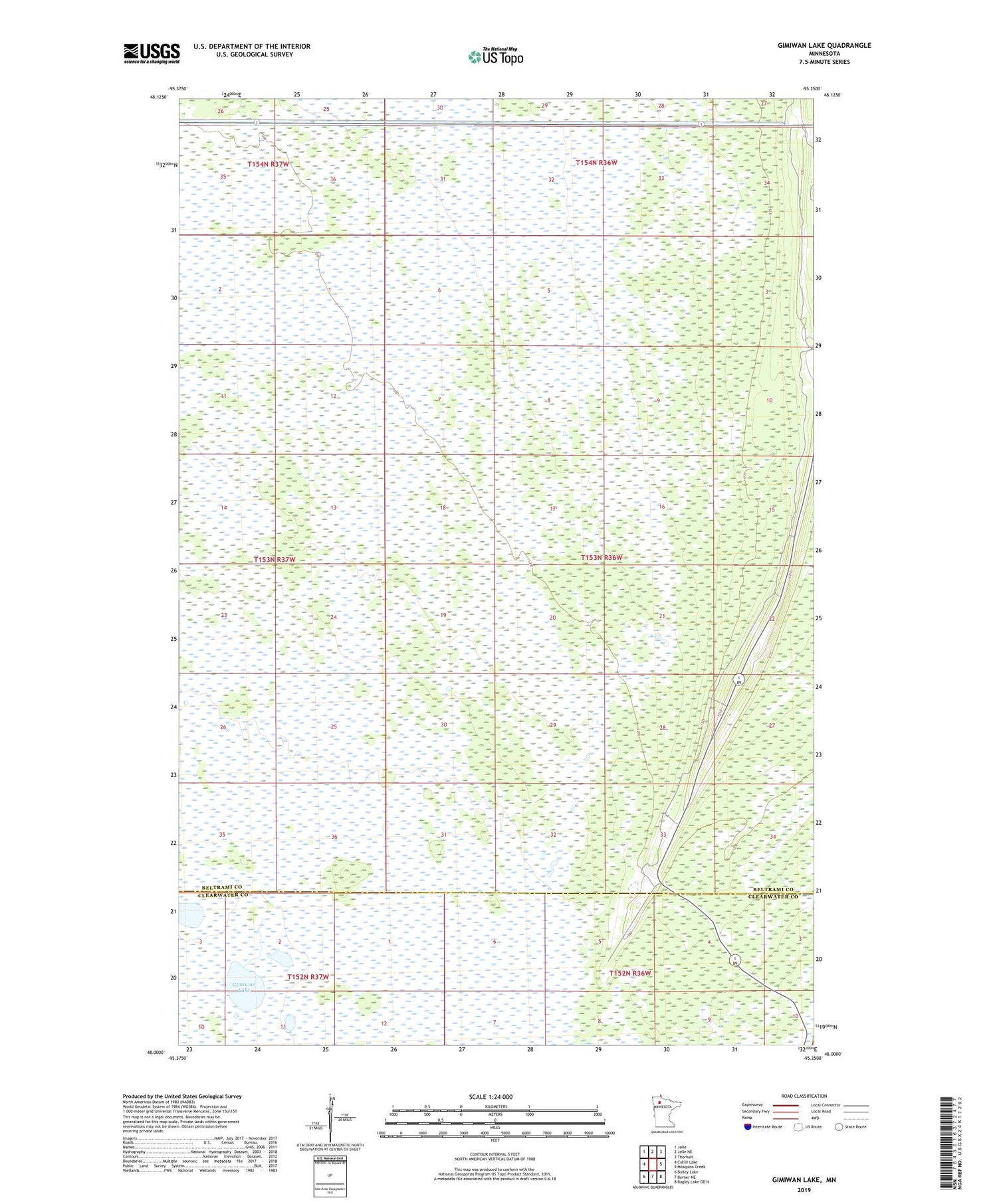 Gimiwan Lake Minnesota US Topo Map Image