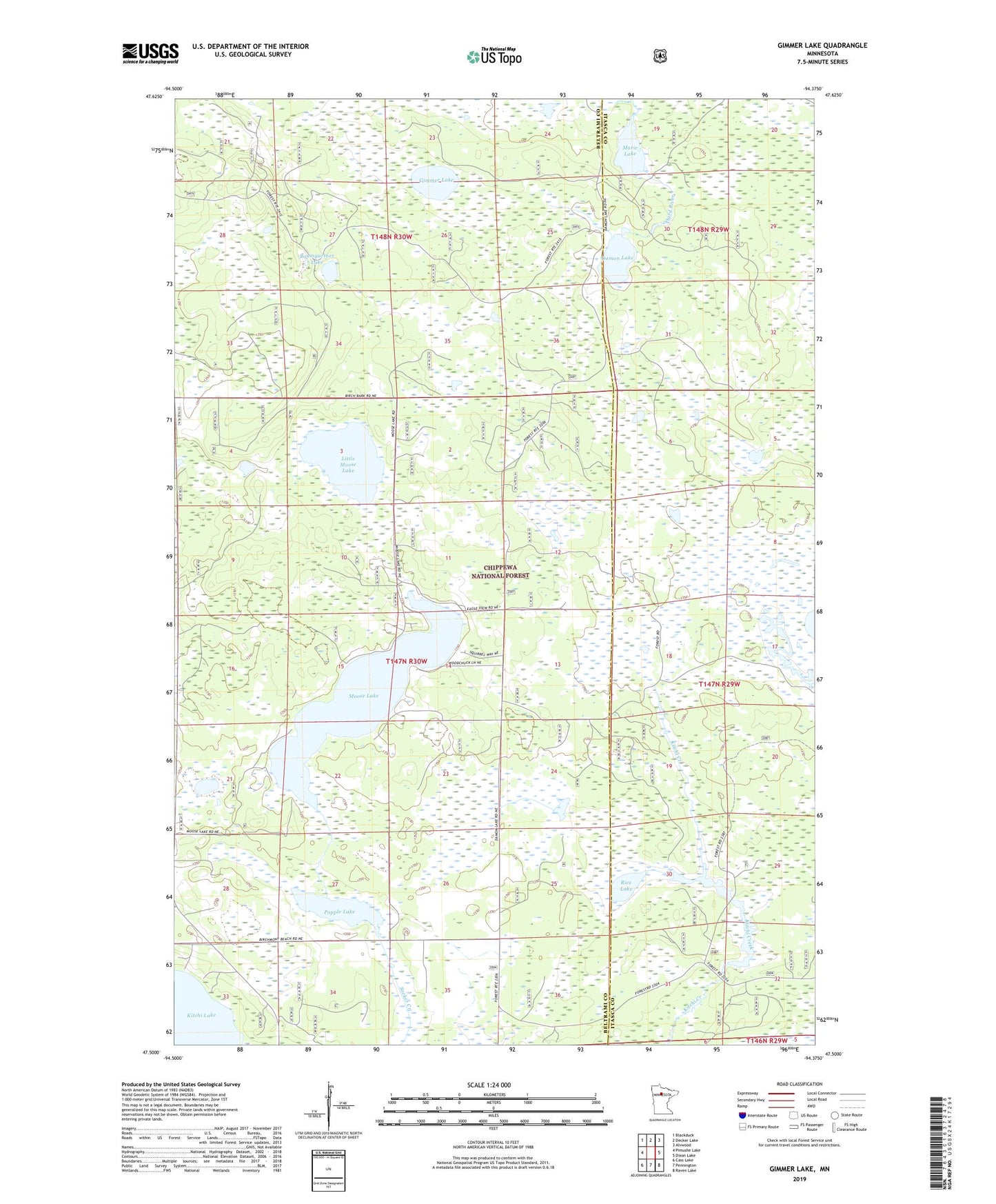 Gimmer Lake Minnesota US Topo Map Image