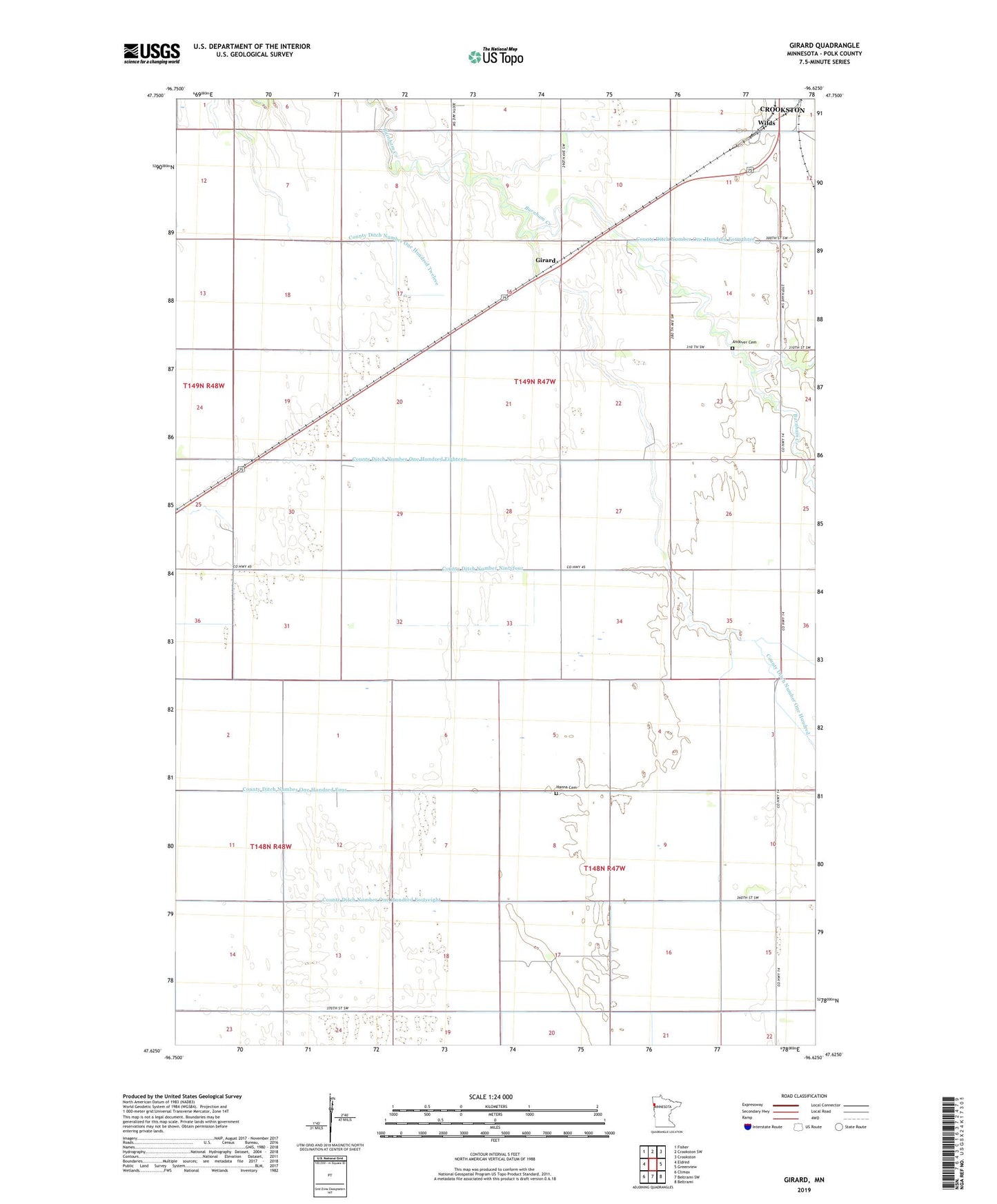 Girard Minnesota US Topo Map Image
