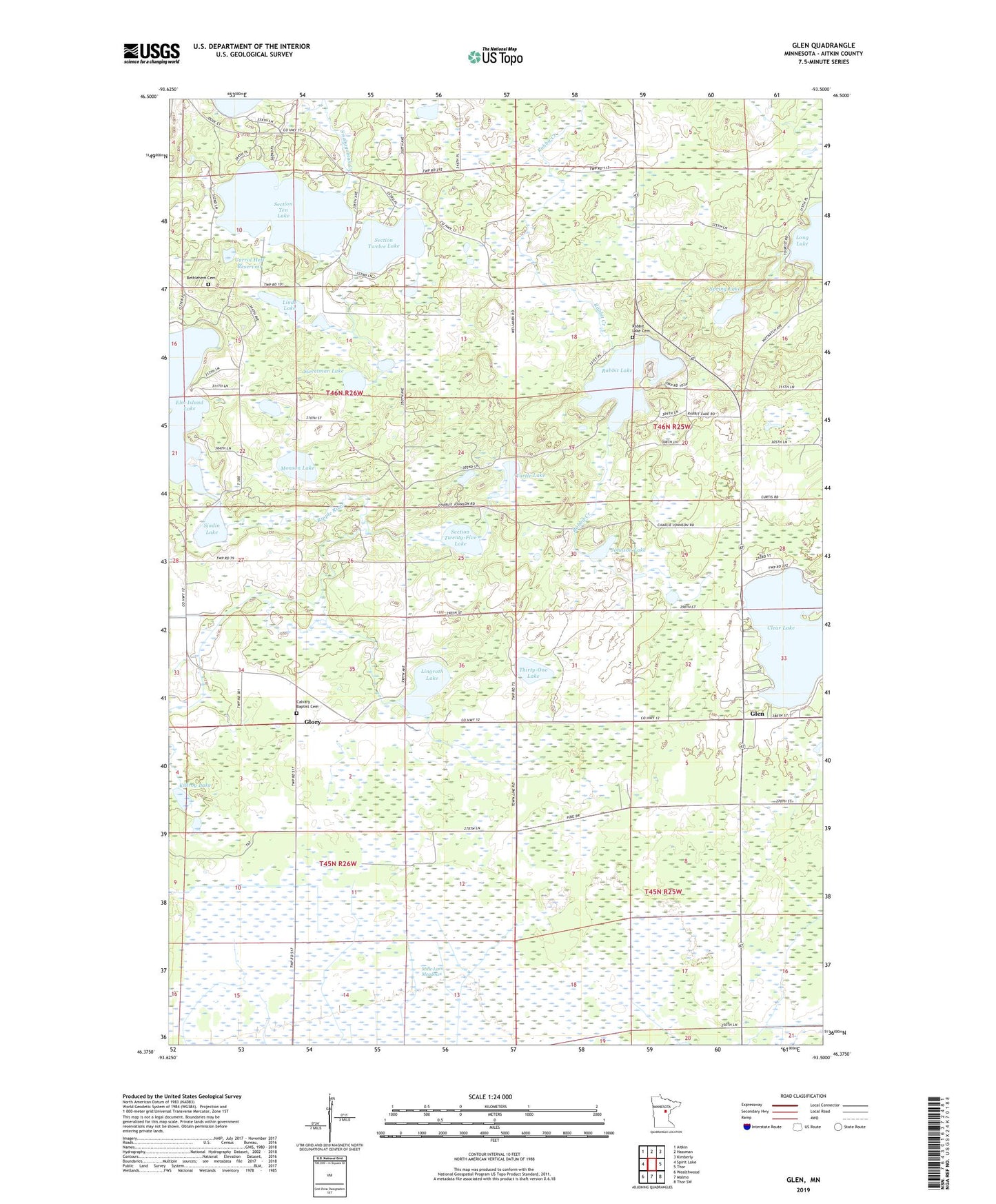 Glen Minnesota US Topo Map Image