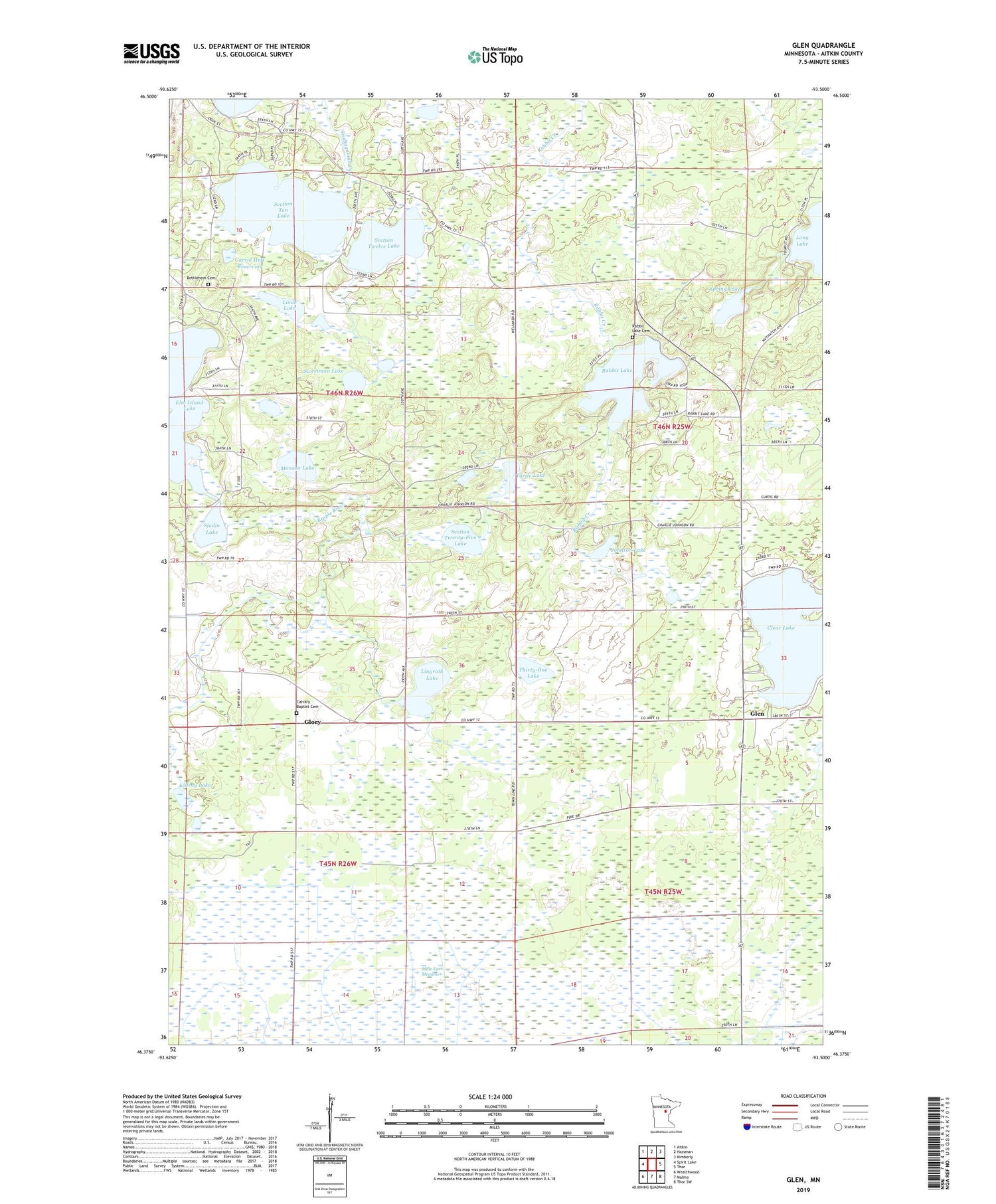 Glen Minnesota US Topo Map Image