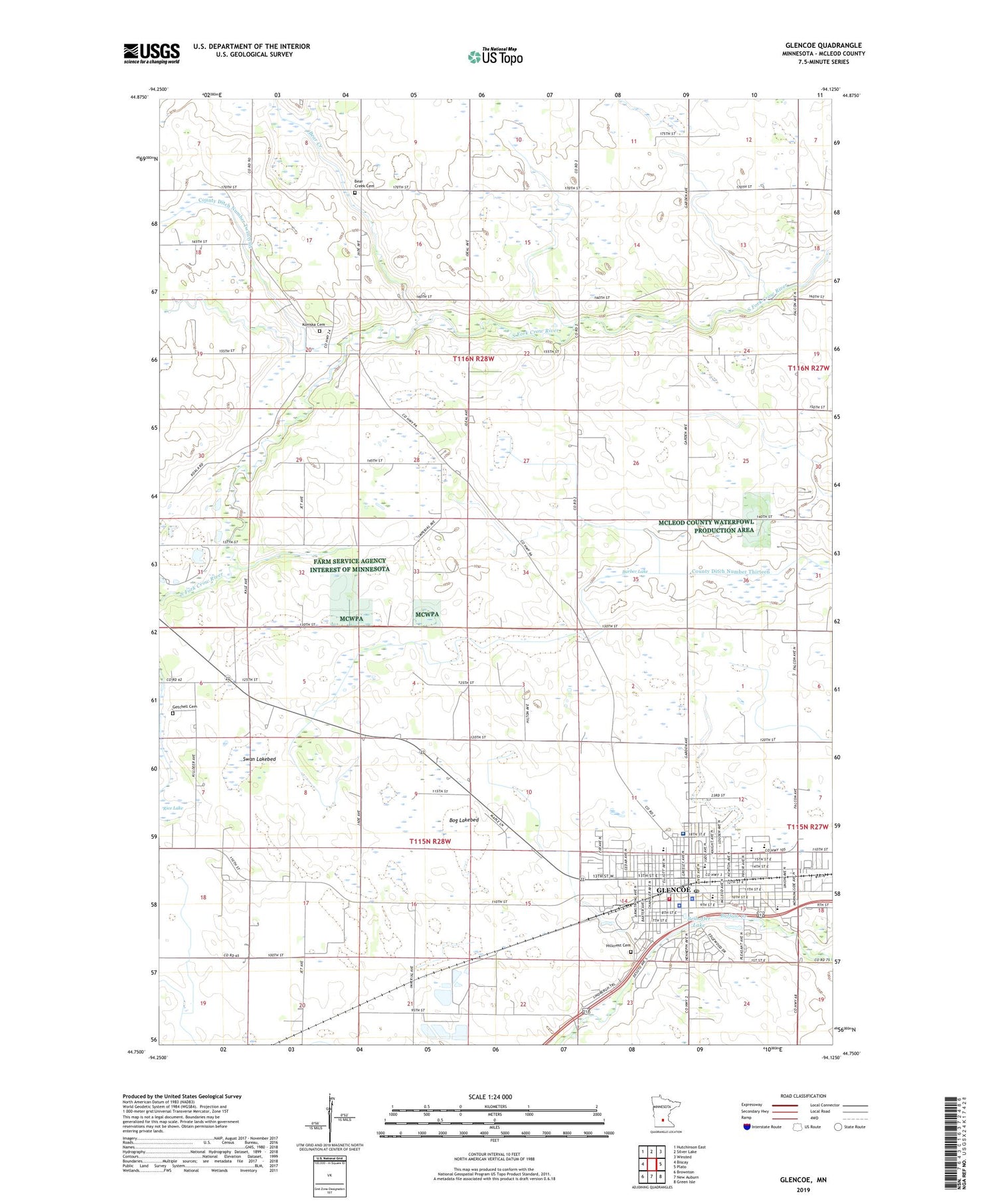 Glencoe Minnesota US Topo Map Image