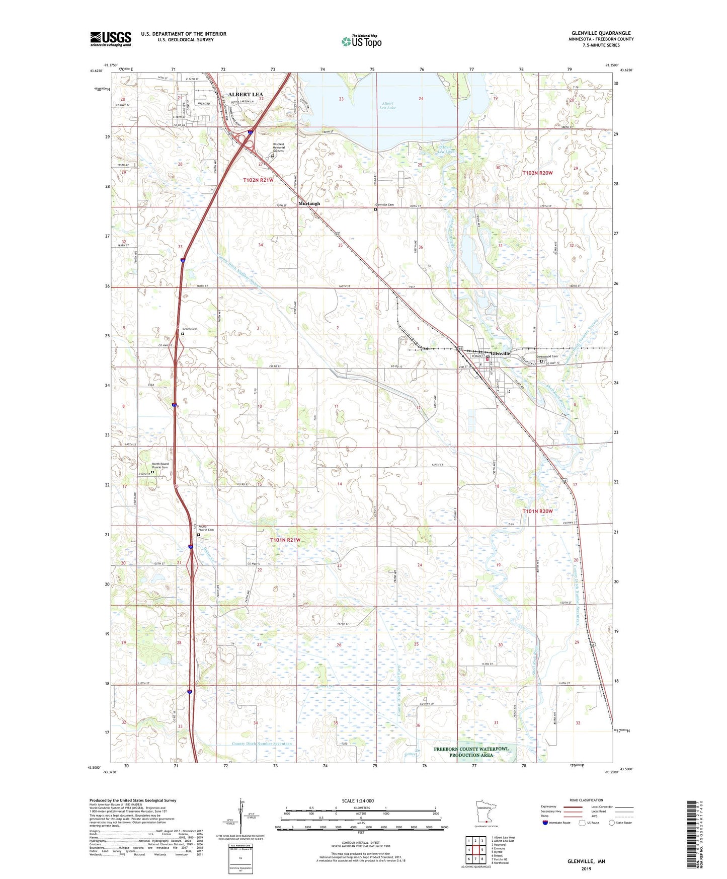 Glenville Minnesota US Topo Map Image