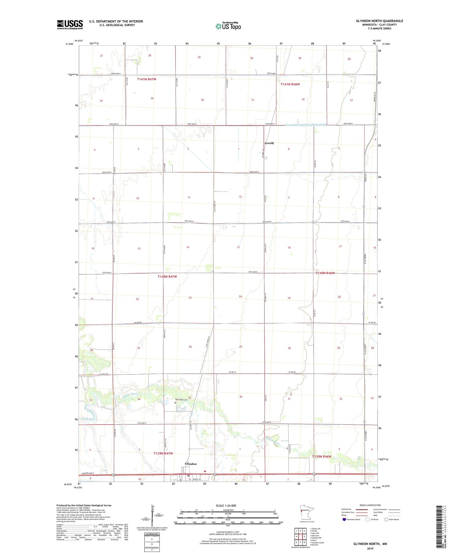 Glyndon North Minnesota US Topo Map Image