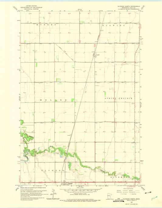 Classic USGS Glyndon North Minnesota 7.5'x7.5' Topo Map Image