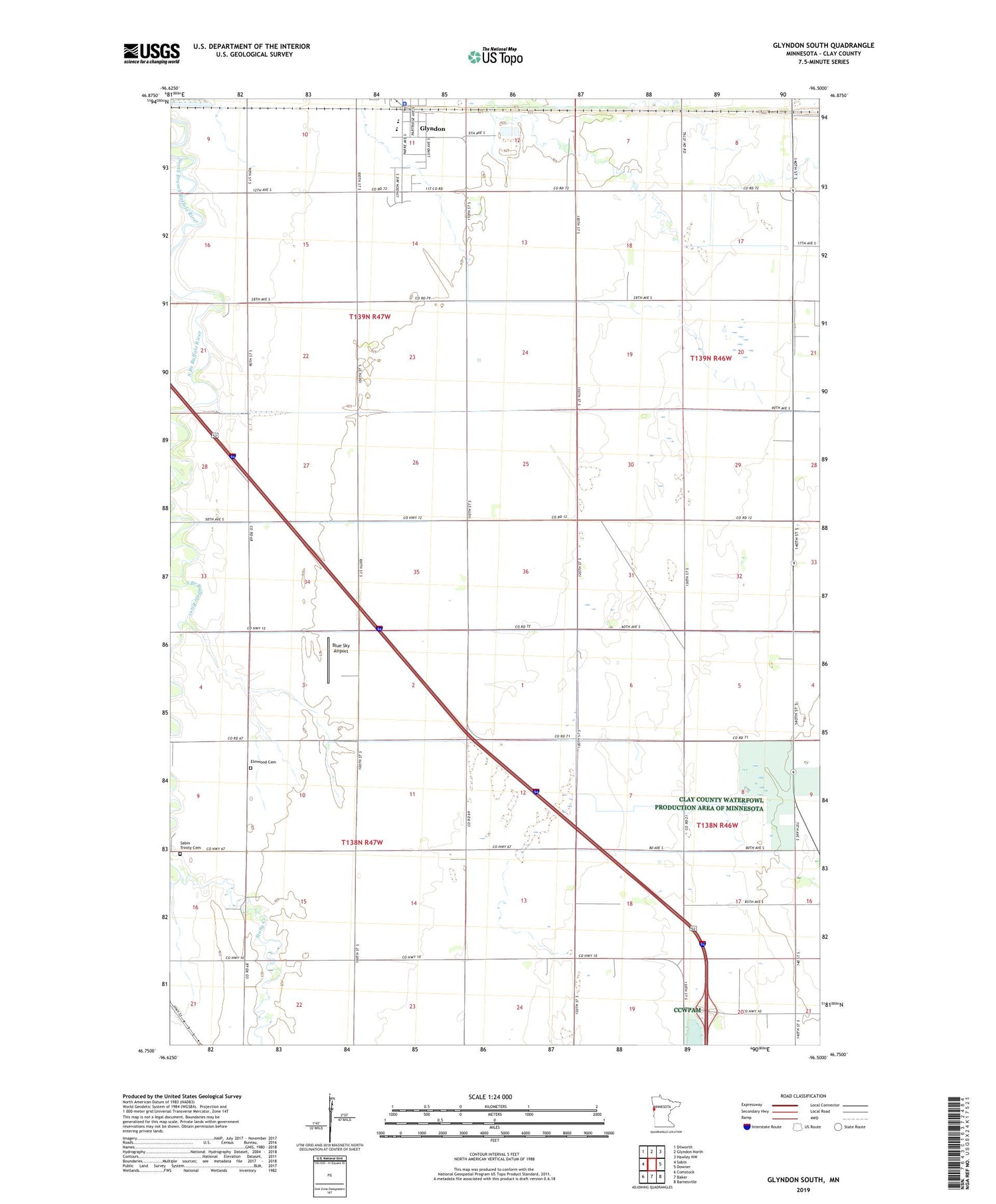 Glyndon South Minnesota US Topo Map Image