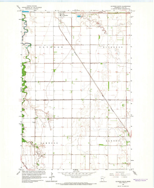 Classic USGS Glyndon South Minnesota 7.5'x7.5' Topo Map Image