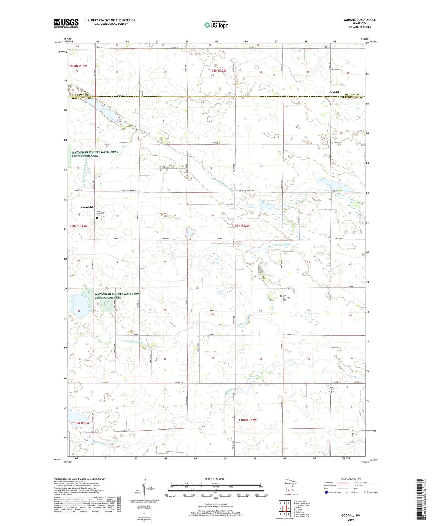 Godahl Minnesota US Topo Map Image