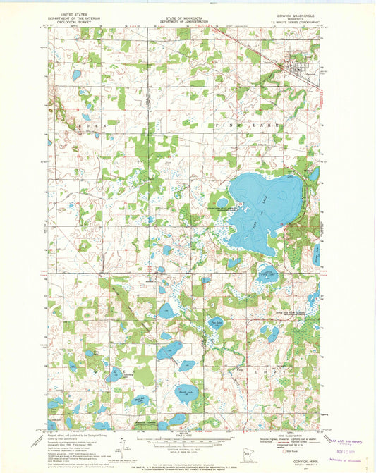 Classic USGS Gonvick Minnesota 7.5'x7.5' Topo Map Image