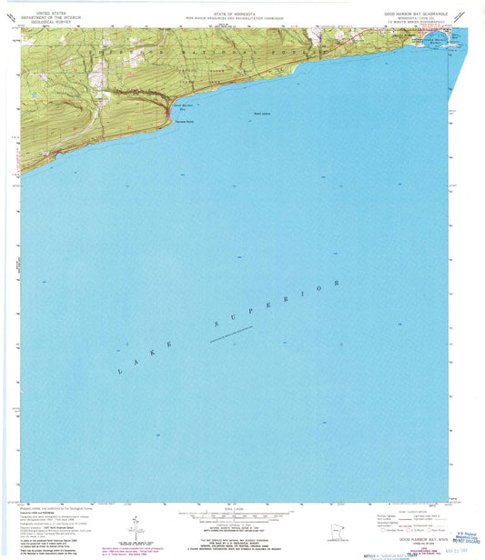 Classic USGS Good Harbor Bay Minnesota 7.5'x7.5' Topo Map Image