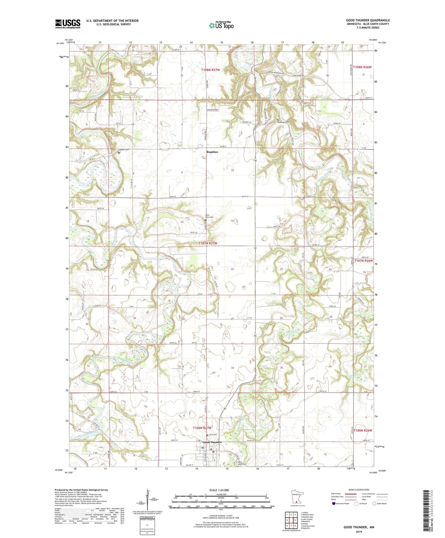 Good Thunder Minnesota US Topo Map Image