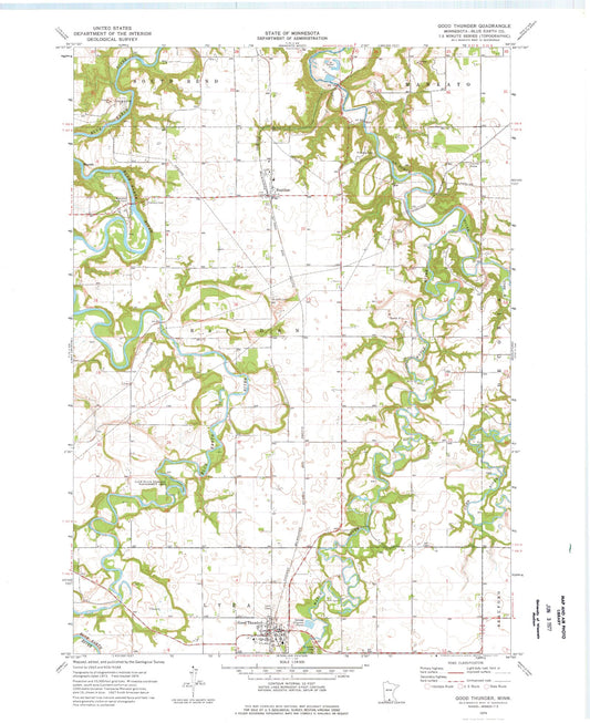 Classic USGS Good Thunder Minnesota 7.5'x7.5' Topo Map Image