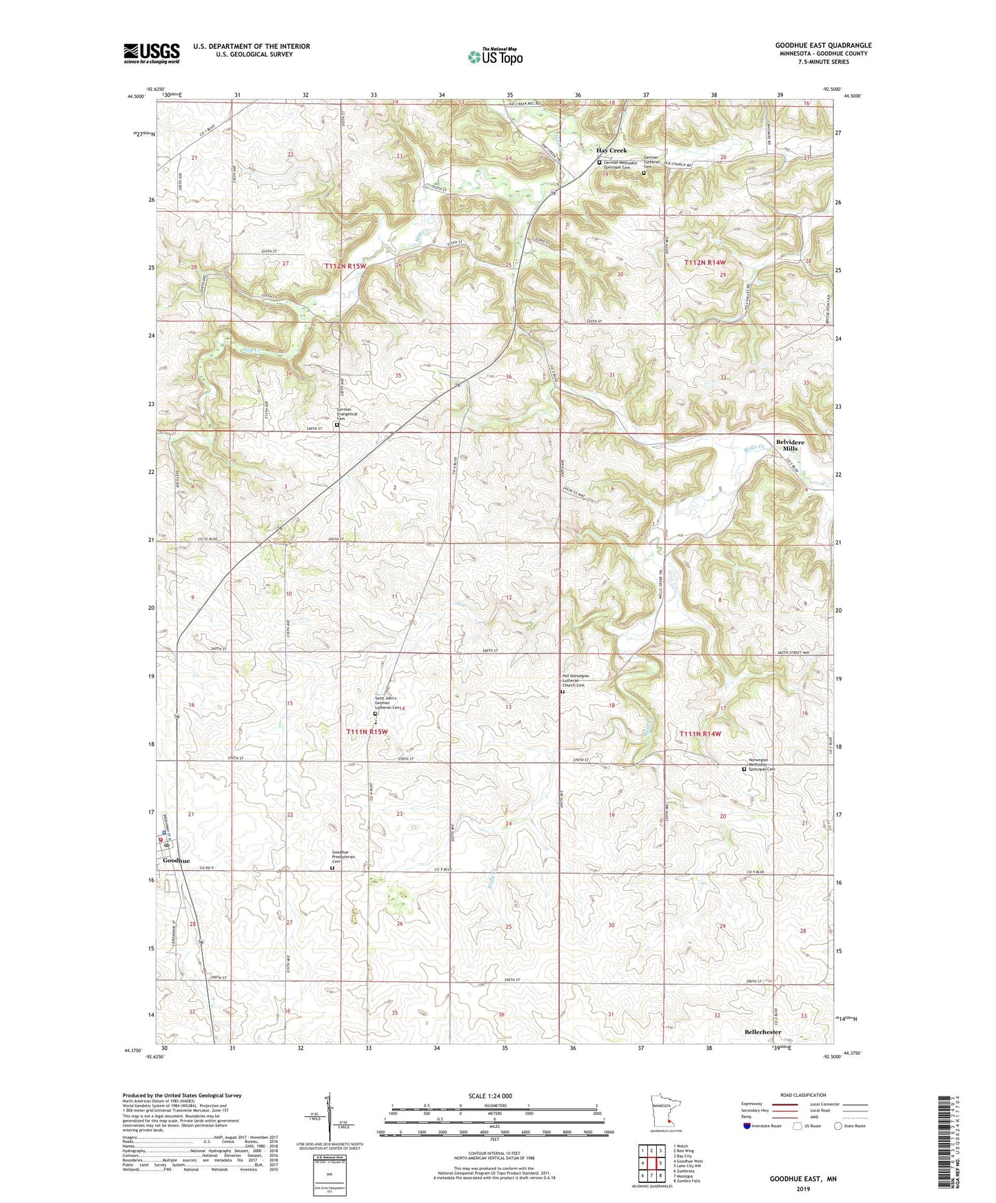 Goodhue East Minnesota US Topo Map Image