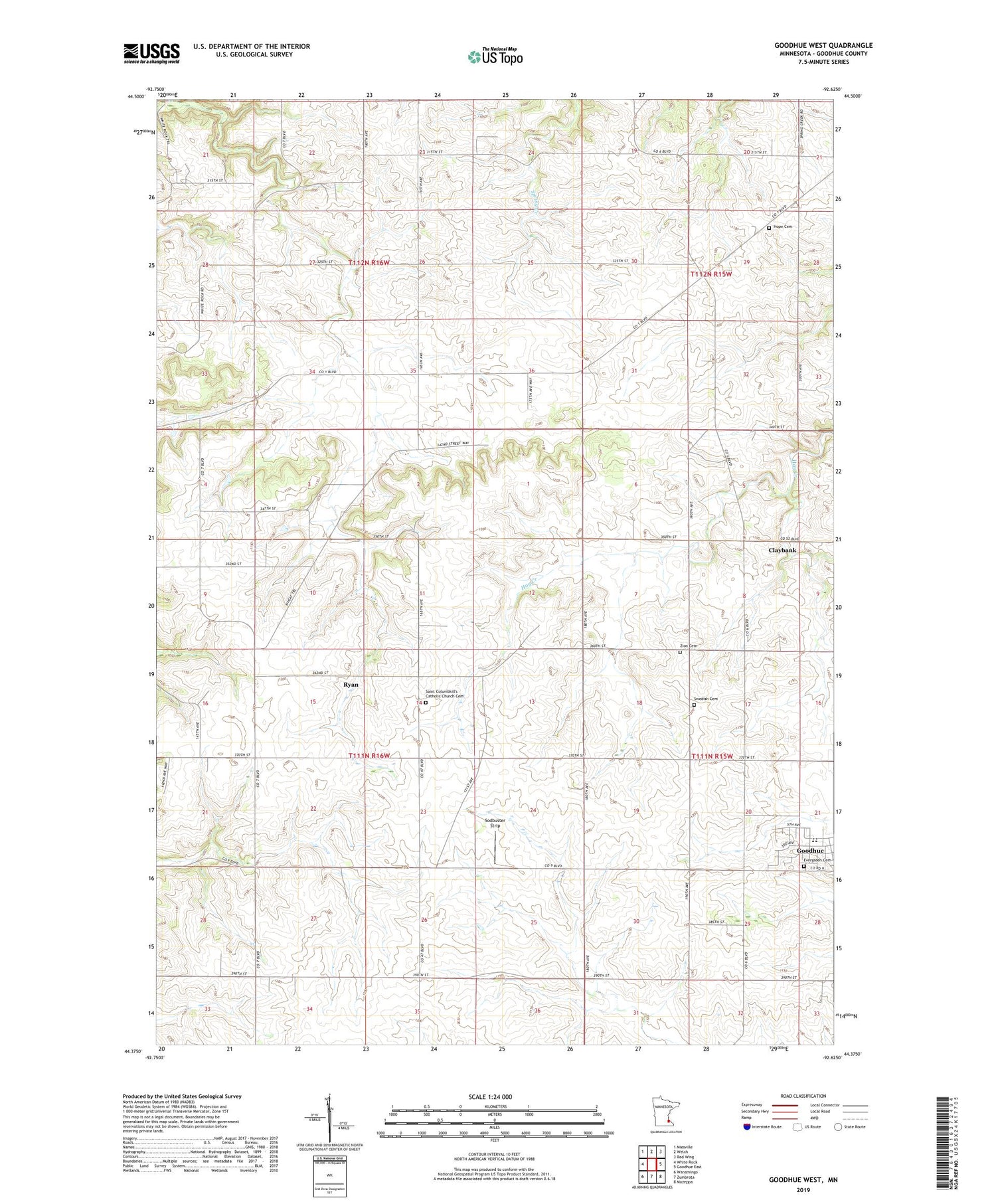 Goodhue West Minnesota US Topo Map Image