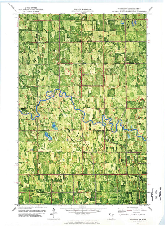 Classic USGS Goodridge SW Minnesota 7.5'x7.5' Topo Map Image