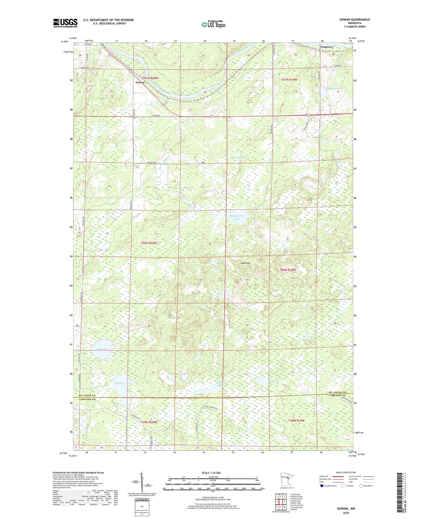 Gowan Minnesota US Topo Map Image