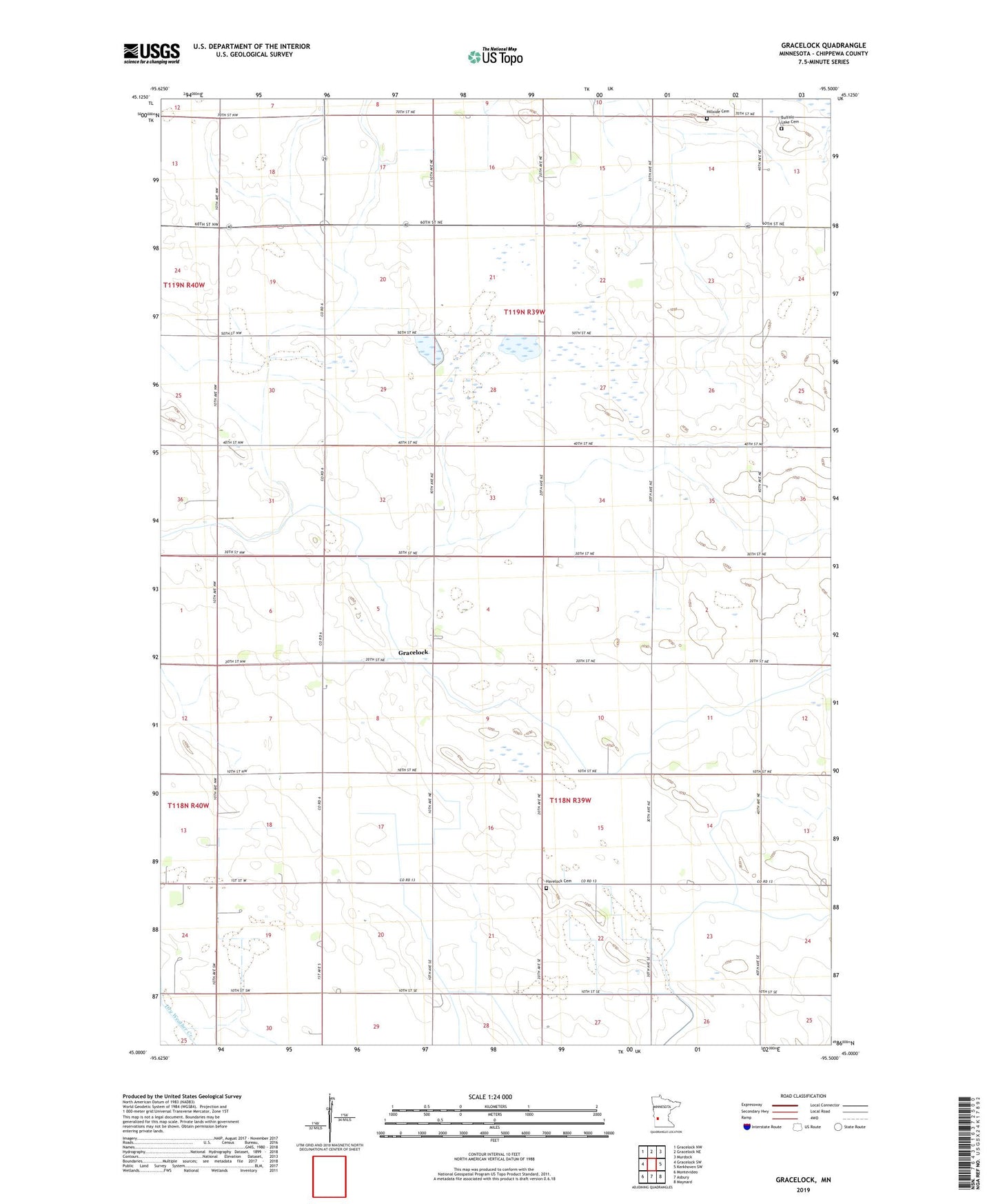 Gracelock Minnesota US Topo Map Image