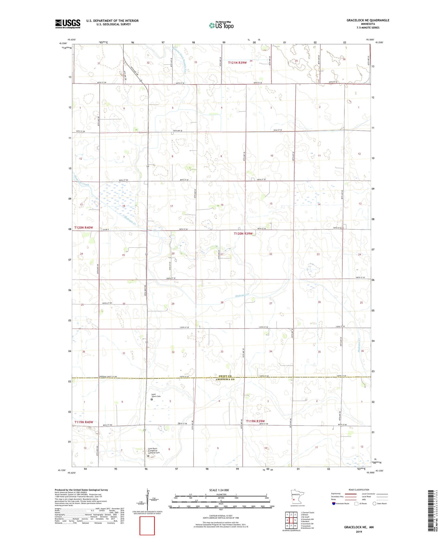 Gracelock NE Minnesota US Topo Map Image