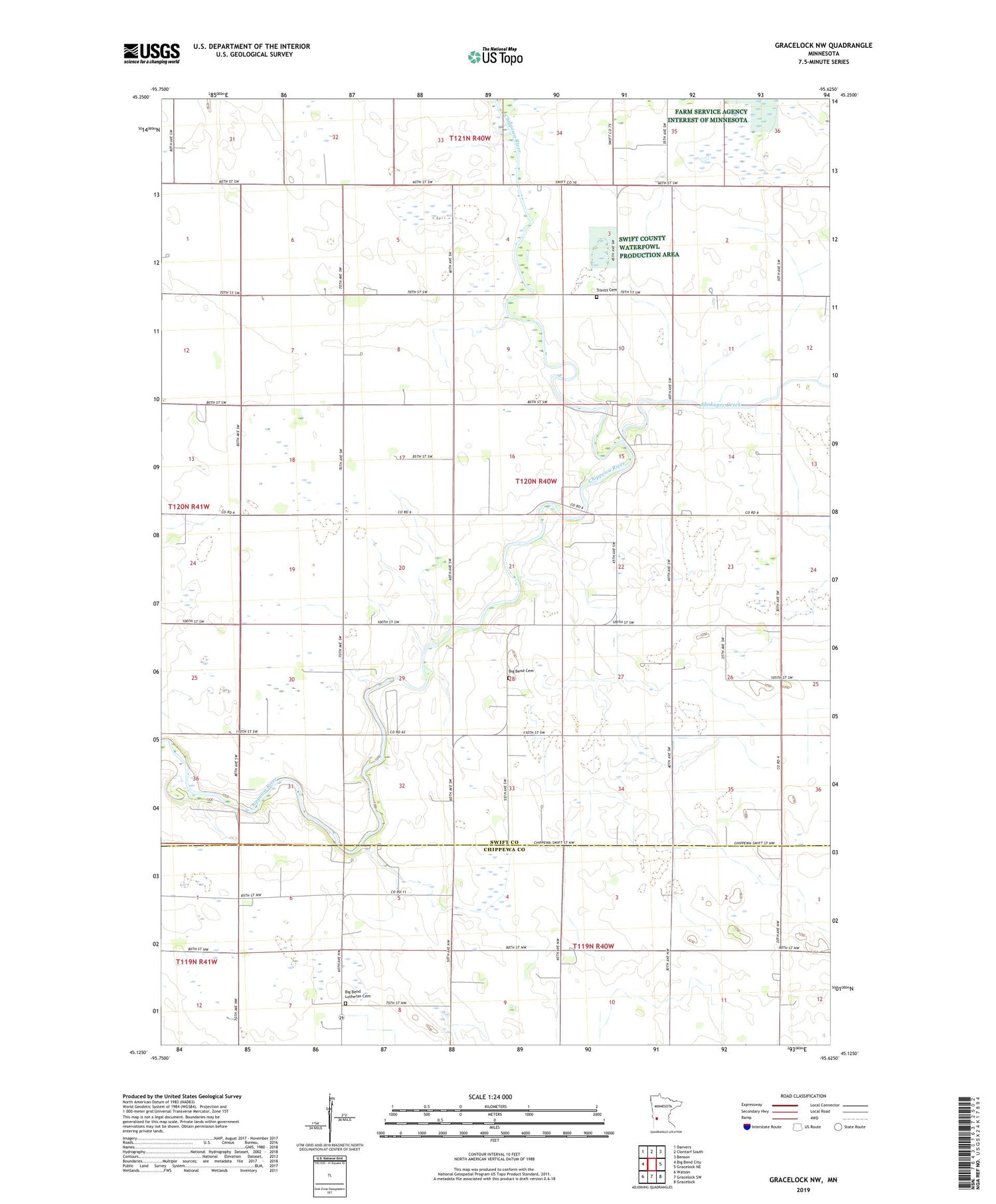 Gracelock NW Minnesota US Topo Map Image