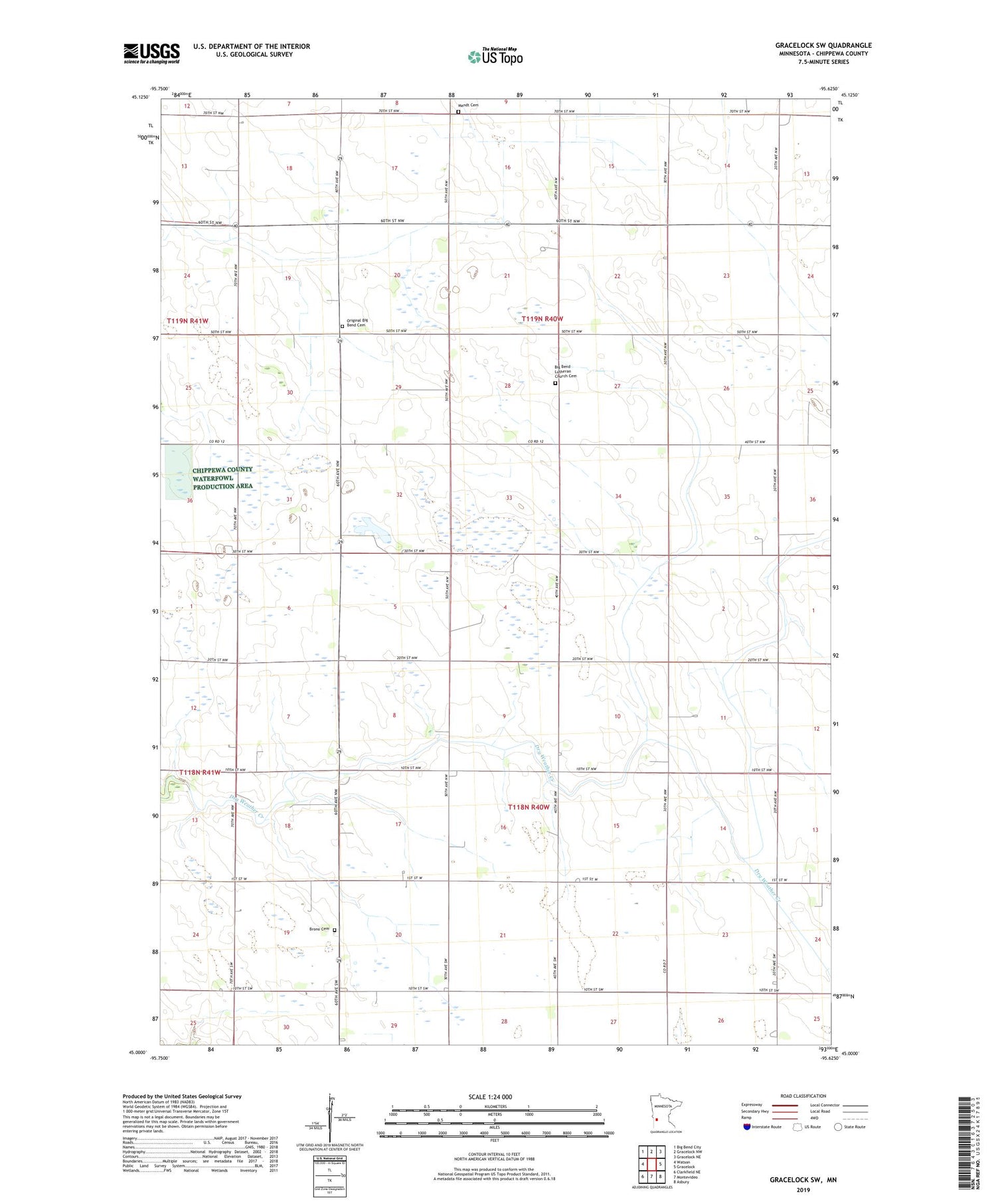 Gracelock SW Minnesota US Topo Map Image