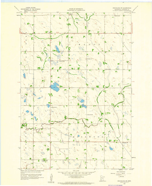 Classic USGS Gracelock SW Minnesota 7.5'x7.5' Topo Map Image