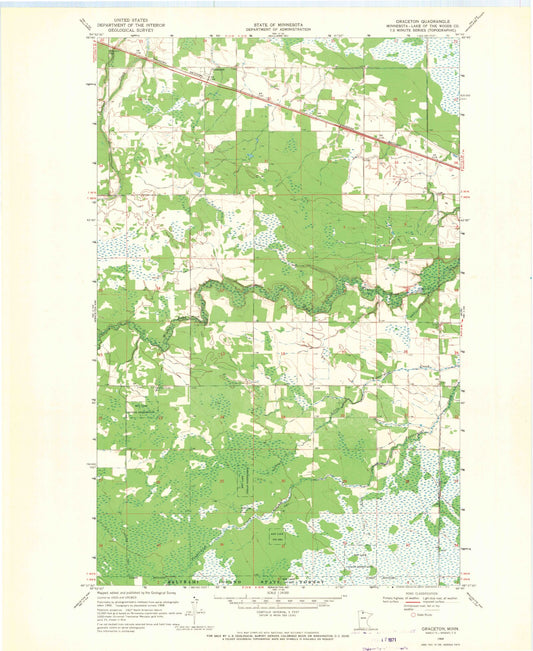 Classic USGS Graceton Minnesota 7.5'x7.5' Topo Map Image
