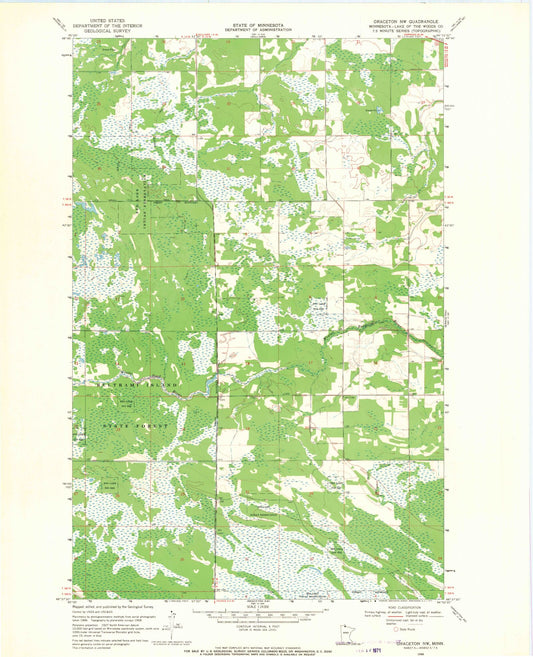 Classic USGS Graceton NW Minnesota 7.5'x7.5' Topo Map Image