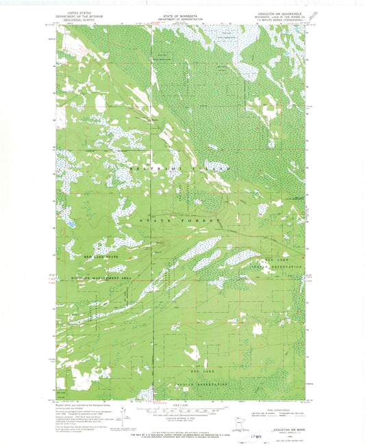 Classic USGS Graceton SW Minnesota 7.5'x7.5' Topo Map Image