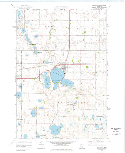 Classic USGS Graceville Minnesota 7.5'x7.5' Topo Map Image