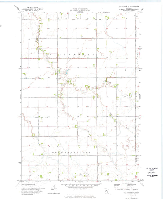 Classic USGS Graceville NE Minnesota 7.5'x7.5' Topo Map Image