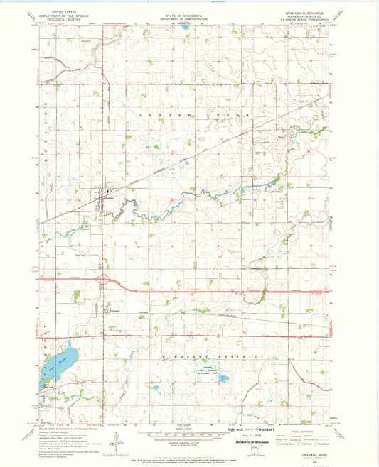 Classic USGS Granada Minnesota 7.5'x7.5' Topo Map Image