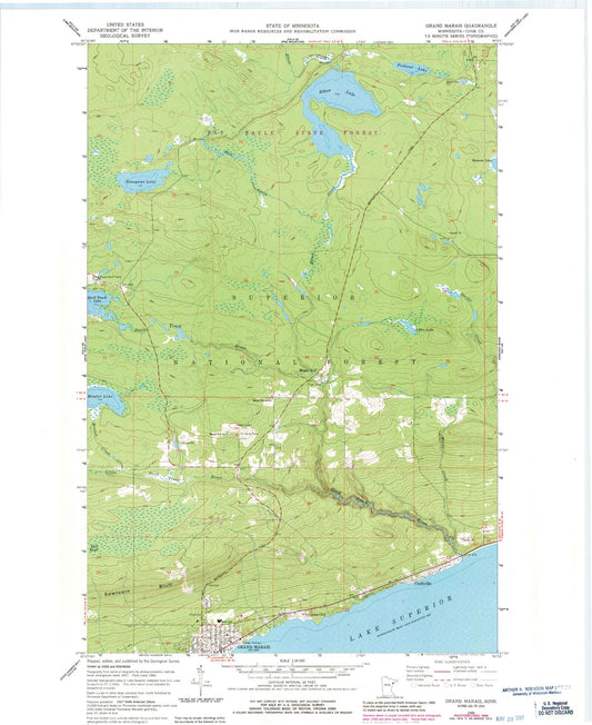 Classic USGS Grand Marais Minnesota 7.5'x7.5' Topo Map Image