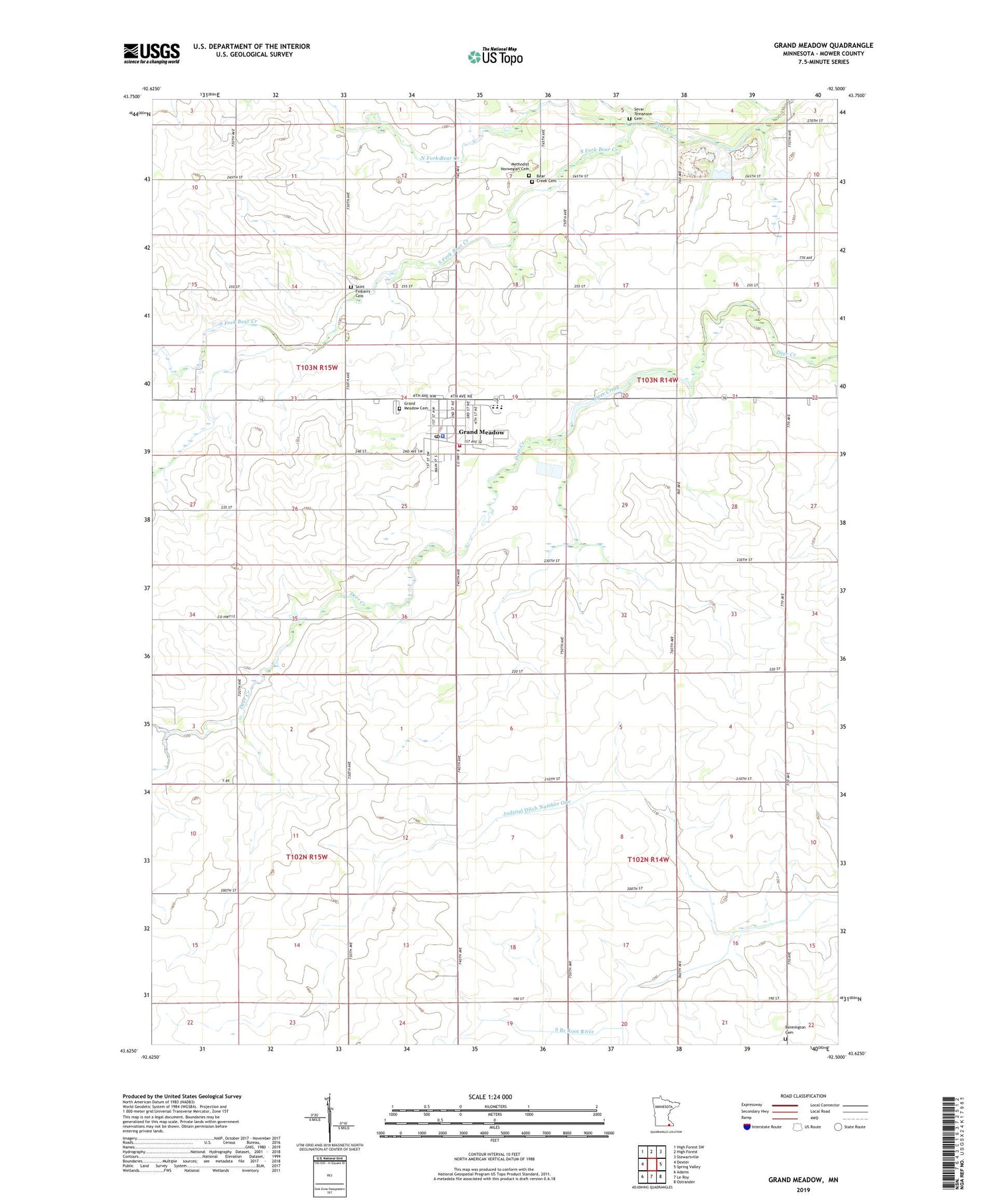 Grand Meadow Minnesota US Topo Map Image