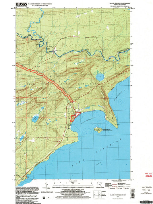 Classic USGS Grand Portage Minnesota 7.5'x7.5' Topo Map Image