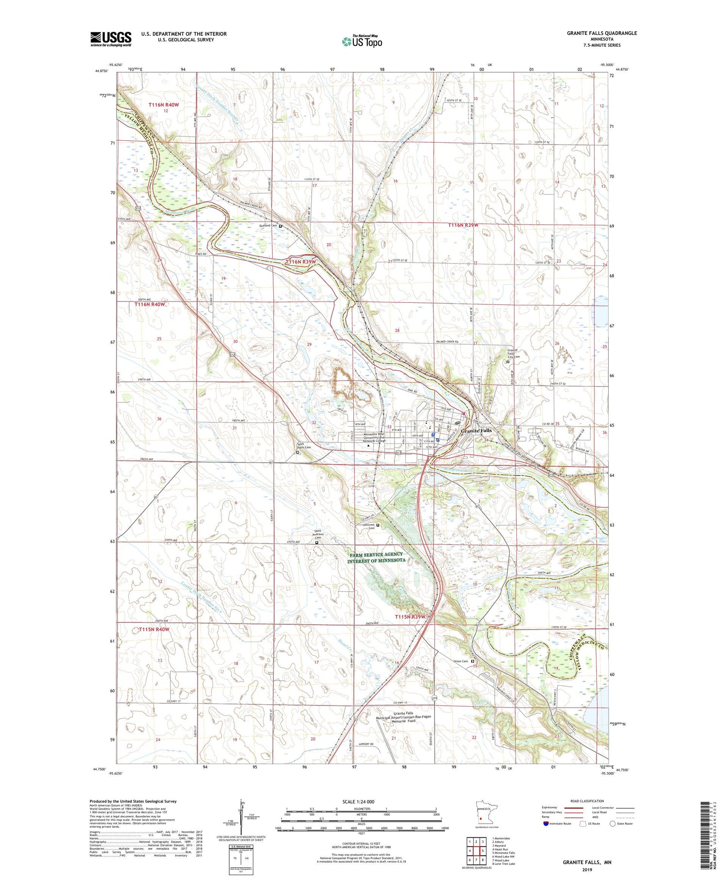 Granite Falls Minnesota US Topo Map Image