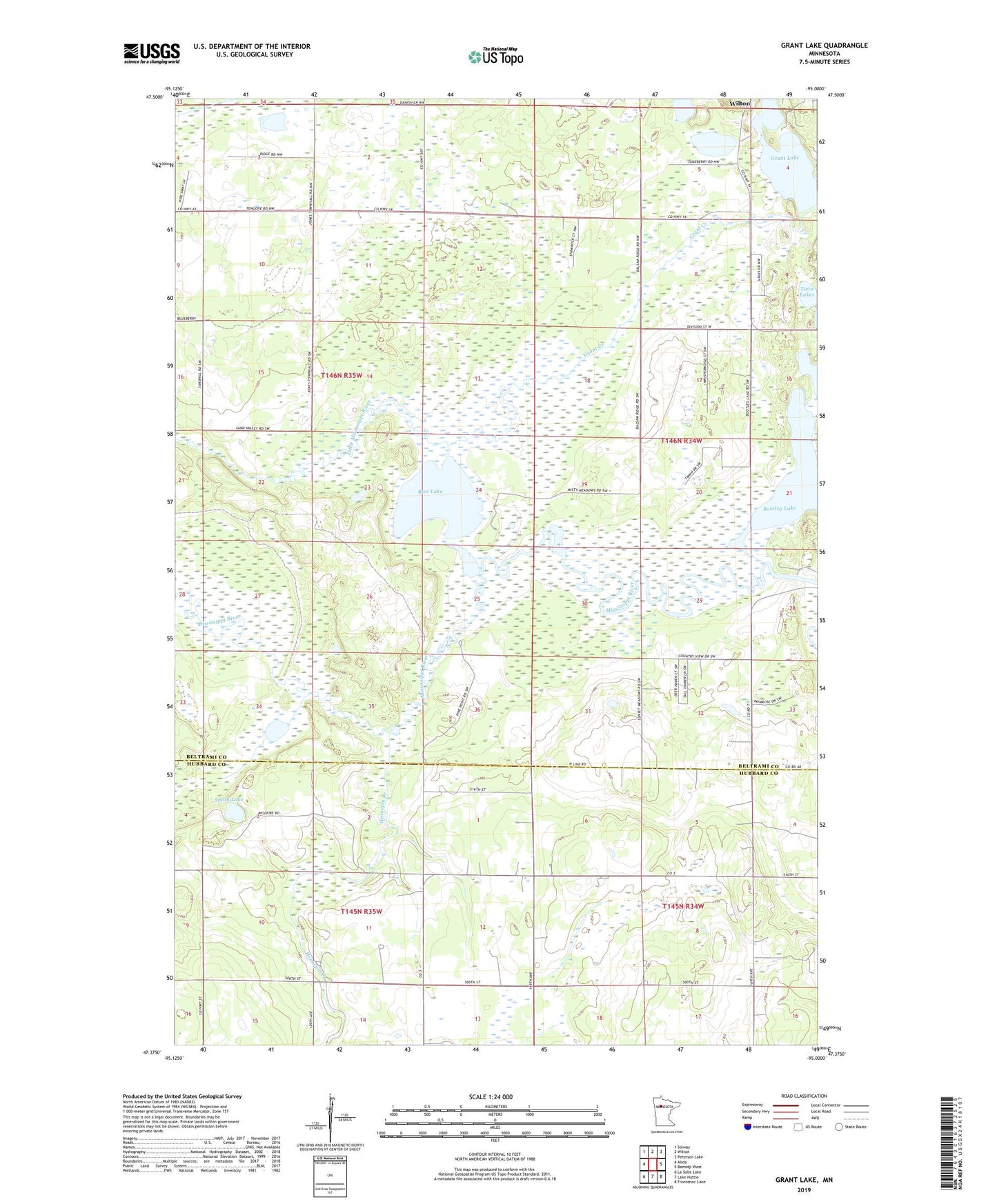 Grant Lake Minnesota US Topo Map Image